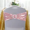 Stretch Sequin Chair Sash Bows Chair Bands with Buckle Wedding Party Hotel Banquet Reception Chair Cover Wedding Decor