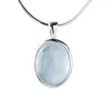 Hängen riktiga 925 Sterling Silver Oval Natural Stone Moonstone Aquamarine Halsband för kvinnor Elegant kvinnas halsbandsmycken