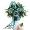 Dekorativa blommor konstgjorda rosen Silk Creative White Roses Bride Holding For Wedding Table Centerpieces