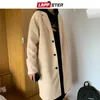 Wełniane mieszanki damskiej Lappster Men Korean Fashion Winter Jacket Coats 2023 Wool Coat Mense Harajuce Overcoat Męskie Japońskie Kurtki streetwearowe HKD230904