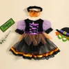 Clothing Sets Listenwind Halloween Baby Girl Outfit Puff Sleeve Tulle Patchwork Romper Dress with Headband Clothes 230901