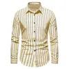 Men's T Shirts Heavy Cotton Shirt Fashion Long Sleeve Stripe Button Down Casual Dress Running Men