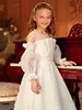 Girl Dresses White Simple Flower For Weddings 2023 Formal Princess Puff Sleeves Kids Birthday Party Beauty Pageant Ball Gowns