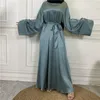 Etnische kleding Ramadan Moslim Mode Hijab Satijnen Jurk Gesloten Abaya Dubai Turkije Islamitische Kaftans Voor Vrouwen Afrikaanse Jurken Vistidos