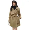 Kvinnors dike rockar Stylish Coat Clothing Spring Autumn 2023 Korean Mid Length British Double Breasted Windbreaker BC383