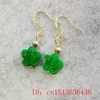 Dangle Earrings Green Jade Double Sided Carving Flower Women Jadeite Natural Gemstone Accessories Charm 925 Silver Gift Amulet Jewelry