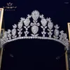 Pinzas para el cabello Bavoen, Tiara de boda europea en forma de corazón, tocados llenos de circonita, diademas de corona, joyería para novias