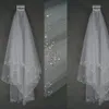 New luxury Wedding Veils Short Wedding Bridal Veil 2 Layer Handmade Crystal Beaded Elbow Length Bridal Accessories Veil White Ivor245C