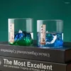 Vinglasfärgade 3D Fuji Mountain Water Glass Mug Japanese Whisky Cup Whisky Cups Vackra Tea Mugs Drinkware