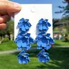 Dangle Oorbellen Vedawas Meerlaagse Gekleurde Bloem Voor Vrouwen Metaal Spray Painted Sieraden Lente