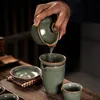 Teaware Sets Traditional Ice Cracked Ceramics Gaiwan Home Teacup Travel Tea Bowl Chinese Accessories Drinkware Personal Cup 140ml 230901