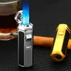 New 2021 Metal No Gas Lighter Windproof Jet Four Torch Turbo Lighter Mini Cigarette Smoking Accessories Lighters Gadgets for Men TMYS