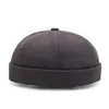 Berretti da uomo vintage in cotone estivo senza tesa Skullies berretto tinta unita da strada portatile cappelli Docker berretto multiuso cappello Hip Hop