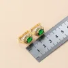 Bracelets de charme 11.11 boucles d'oreilles et collier vert CZ ensembles de bijoux avec 925 Mark couleur or accessoires de mariage de luxe pour les femmes 230901