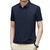 Herrpolos 2023 Highend Solid Color Högkvalitativ kort ärm Polo Shirt Lapel Collar Men mode Casual No Trace Printing 230901