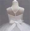 فتاة الفتاة بيضاء زين فستان فستان شاطئ A-line Kids Princessless Ball Ball Length Length Wedding Dance Tulle Prom