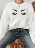 여자 후드 속눈썹 속눈썹 메이크업 트렌드 90 년대 스웨트 셔츠 가을 풀버 스프링 그래픽 패션 가을 캐주얼 프린트 여성 여성 일반 여성