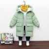 Jackets 2023 Winter Boys Jacket Solid Color MidLength Keep Warm Cold Protection Hooded Down Cotton Windbreaker Coats For 310 Years 230904