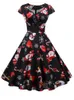 Themakostuum Kerst Feestjurk Vrouwen Korte Mouw V-hals Elegante Vintage Print Kerst Jaar Prom Zonnejurk 3XL Gewaad 230904