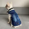 Vêtements pour chiens Denim élégant et pour petits chiens moyens revers Jeans gilet manteau printemps automne vêtements pour chiens pour Chihuahua Bulldog teckel x0904