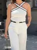 Kvinnors tankar Kvinnor Criss Cross Halter Top Sleeveless Basic Slim Fit randig Ribbed Knit Tank Lightweight Athletic Yoga Shirt