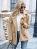 Womens Fur Faux Autumn Winter Teddy Coat Kvinnliga Kvinnliga överdimensionerade jacka damer ytterkläder överrock tjocka varma plyschrockar 230904