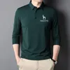 Mens Polos Fashion Men Solid Casual Polo Shirts Spring Autumn Lapel Pullover Clothing Hazzys Long Sleeve Slim Fit Business Tops 230904