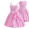 Косплей Барби юбка принцессы для девочек Одежда Барби из фильма От 2 до 11 лет детское дизайнерское розовое клетчатое платье 3 стиля