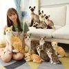 Animaux en peluche en peluche, chats réalistes, simulation de cheveux courts, poupée de chat mignon, jouets pour animaux de compagnie, décoration de maison, cadeau d'anniversaire pour filles