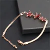 Charm Bracelets Unique Chic Clear Flower Rhinestone Chain & Bangles Rose Gold Color Jewelry For Women Crystal Sale H019M