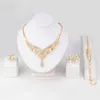 4 pièces bijoux de mariage en or goutte d'eau cristal clavicule chaîne collier ensemble bijoux de mariée perles bracelets de luxe collier E281P