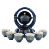 Te Cups 8 PCS Set Semi Automatic Set Chinese Ceramic Purple Clay Cup Kung Fu Teapot 230901