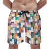 Herr shorts bräd akvarell borste tryck mode simning stammar vintage manlig snabb torr löpning överdimensionerade korta byxor