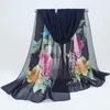 Ciondolo Sciarpe foulard Primavera autunno sciarpe di seta sottili chiffon georgette sciarpa da donna estate sole hijab foulard Fascia hijab femme musulman x0904