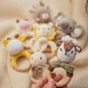 Rattles Mobiles Baby Crochet Animal Rattle Wooden Toys for Children BPA Free Wood Teether Stroller Game Educational Toy born Gift 230901