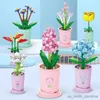 Blocos do zodíaco flores da sorte mestre da arte floral blocos de construção brinquedos pequenos vasos de plantas R230907