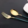 Set di stoviglie Set da 30 pezzi Coltello da tavola in acciaio inossidabile Forchetta da frutta Cucchiaio Posate in oro nero Stoviglie da cucina Argenteria 230901