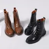 Bottes Chaussures à fermeture éclair latérale pour garçons et filles en cuir pour adolescentes, bottes modernes de printemps et d'hiver, taille solide 34-39, noires et brunes, 2024