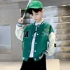Jaquetas Crianças Bomber Jacket Crianças Primavera Outono Carta Imprimir Outerwear Meninos Streetwear Varsity Baseball Uniform Coats 4 6 8 10 12 14 Y 230904