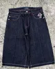 Мужские шорты Летние повседневные джинсовые шорты Мужские уличные панк-хип-хоп с перекрестным принтом Шорты Y2k Винтажные модные мешковатые брюки длиной до колена 230901
