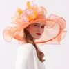 Başlıklar Kırmızı Akşam Şapkaları Kadınlar İçin Zarif Etkinlik Çiçek Organza İki Parça Chapeau De Mariage Düğün Yenileme Aksesuarları