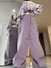 Damskie dżinsy amerykański styl vintage samica letnie w lupgy dżinsy High talia swobodne fioletowe kombinezony dzikie wygląd cienki modne modne spodnie z szerokości nóg Q230904