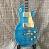 Nieuw!!! Bule Kleur Standaard LP Elektrische Gitaar, Solid Body Met Maple Flame Top, palissander Toets, HH Pickups gratis verzending