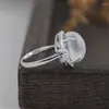 Cluster Ringe FNJ Natürliche Albite Jade 925 Silber Echt Original S925 Solide Prue Ring Für Frauen Schmuck
