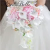 Modabelle Cascata Stile calle Bouquet da sposa Fiori perle farfalla bouquet da sposa bianco rosa accessori da sposa298N