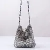 Torby wieczorowe designer srebrne metalowe cekiny łańcuch tkanin puste sprzęgło żeńskie podróżne torebki ramię Y230901