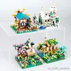 Blocks Four Season Micro Street Sakura Windmill Building Blocks Fisherman's Cottage Tree Assemble Toys For Kids Boy R230907