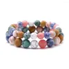 Charm Armbanden Mode Natuursteen Bangle Frosted Gemengde Kleur Edelsteen Boho Rozenkrans Armband Voor Vrouwen Sieraden Accessoires Cadeau