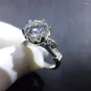 REARS CLUSTER CLASSION SILVER 925 Original 2 Brilliant Cut Diamond Test Past D Color Moissainte Ring Luxury VVS1 Gemstone Wedding