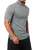 T-Shirts à manches courtes pour hommes, pull-over d'été décontracté, Slim Fit, basique en coton, faux col roulé, couleur unie, 2023